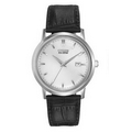 Citizen Men's Eco Drive Black Leather Strap Watch